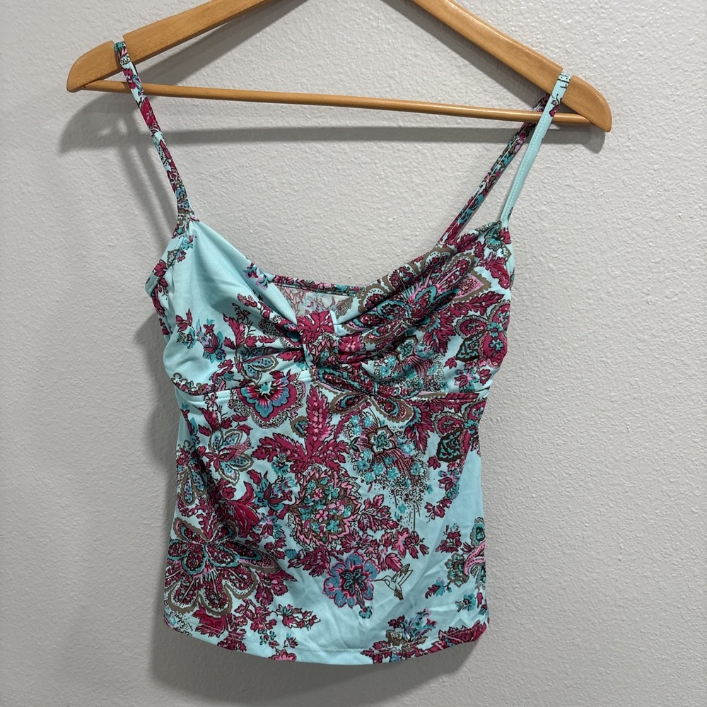 Quicksilver Leilani Floral Blue Tankini Swim Top Multicolor Women's Regular Sz 6